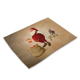Santa Claus Printing Cotton Linen Western Placemat Holiday Series Tableware Mat
