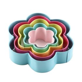 Set of 5 3D Plum Blossom Shape Biscuit Cutter Cookie Mold Cake Fondant Icing Pastry Cutter Stainless Steel DIY Kitchen Baking Gadget Tools