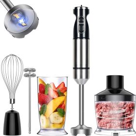 1pc Hand Blender; Immersion Smart Stick; Variable Speeds; Titanium Plated Blade; 800W 5-in-1 20.3 OZ Mixing Beaker; 17 OZ Chopper; Whisk And Milk Frot